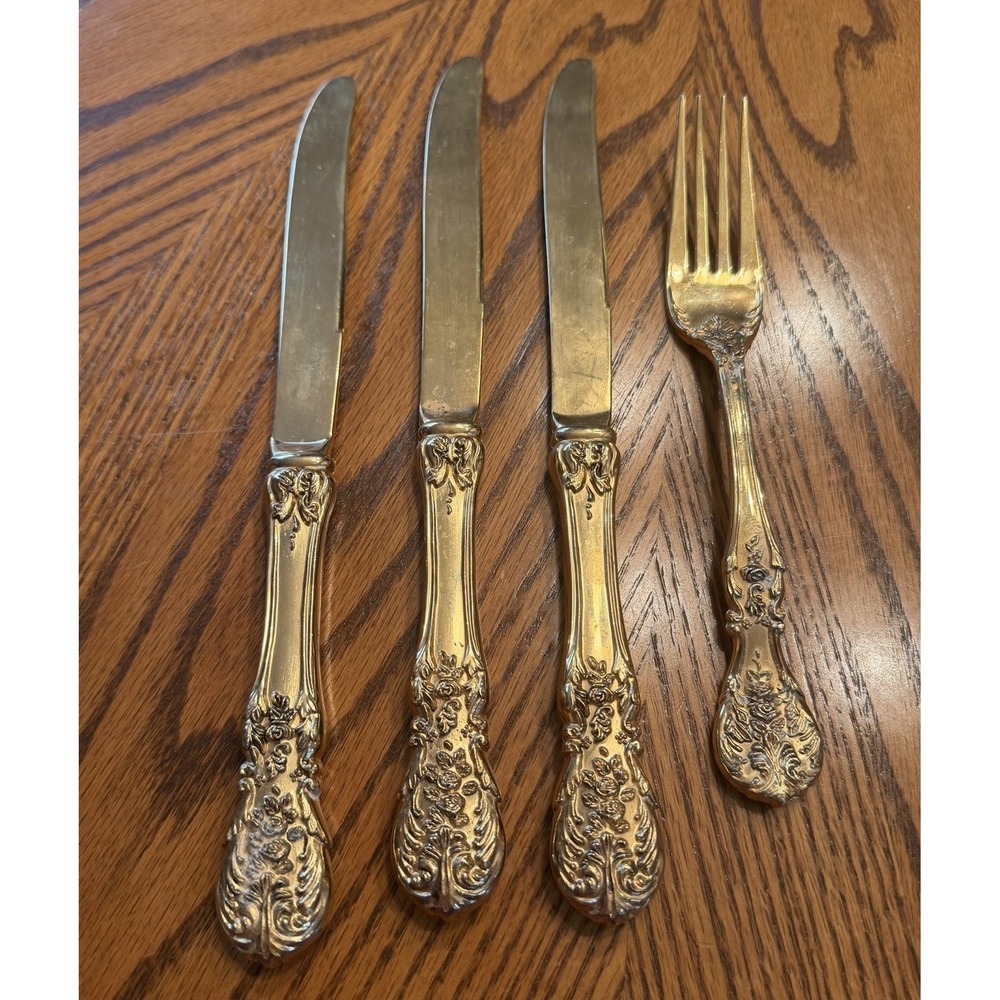 Lot Of 4 Int'l FB Rogers China French Rose Silver Plated Knives Fork‎ Flatware
